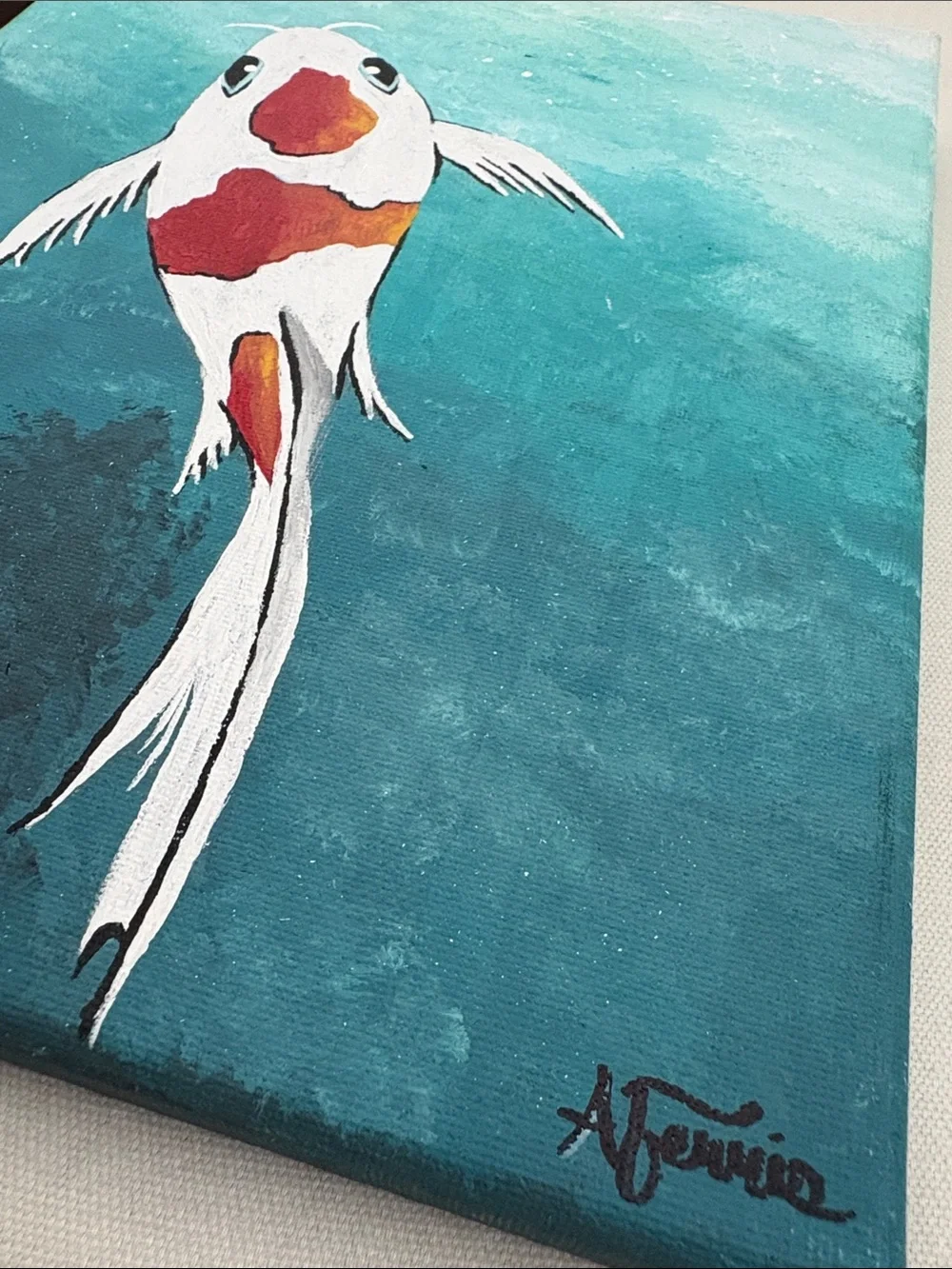 Koi Fish Painting on 8 x 10 Canvas